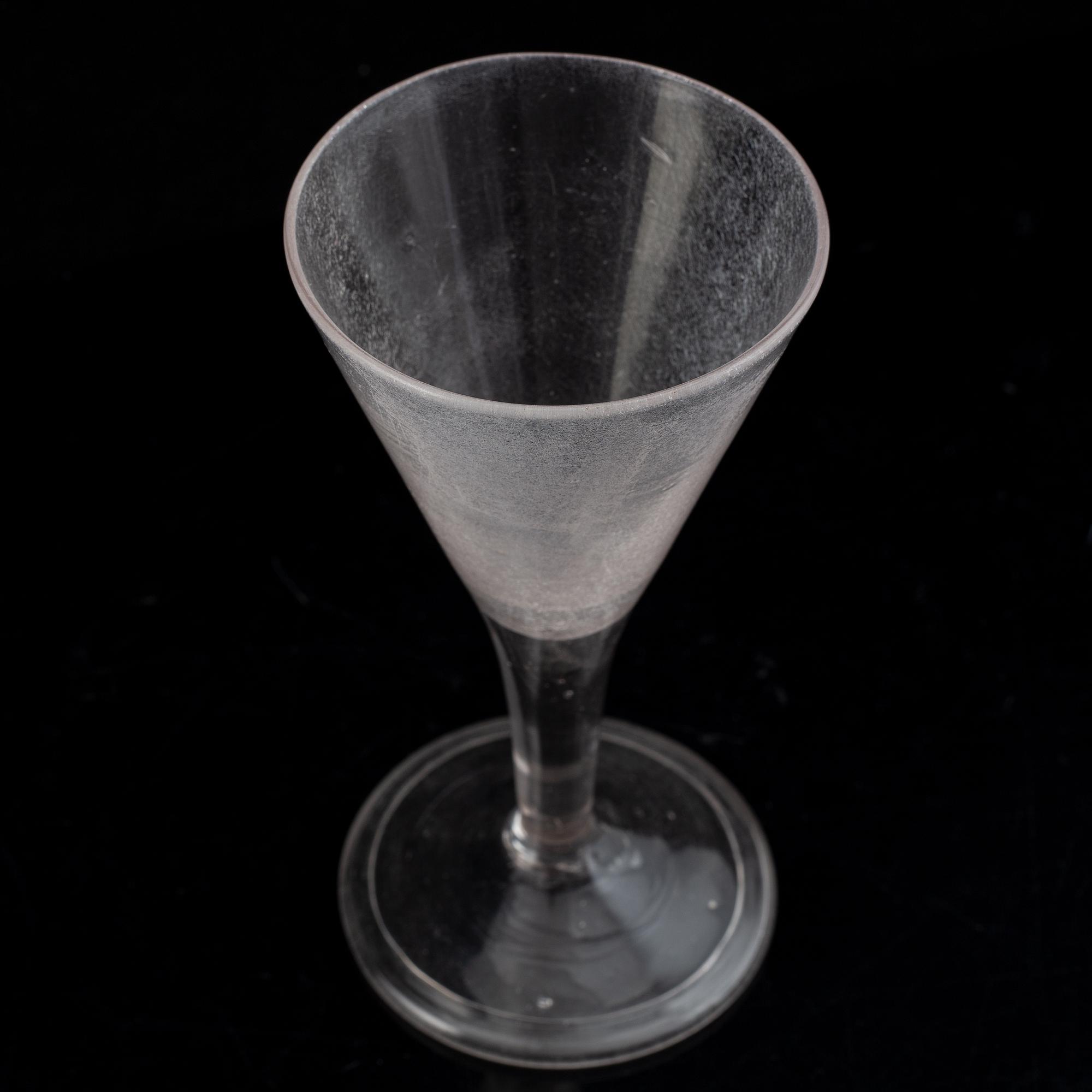 Two Swedish 18th century wine goblets, possibly Kungsholms Glasbruk.