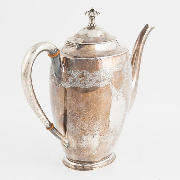 K Anderson, kaffekanna, silver, Stockholm, 1934.