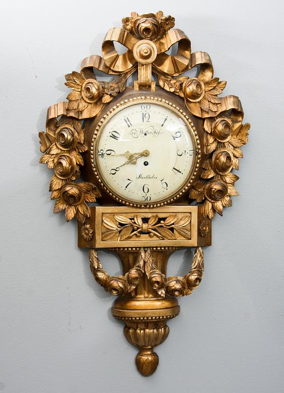 VÄGGPENDYL, gustaviansk, Lorents Adamson Wester (urmakare i Stockholm 1780-95).