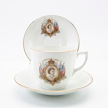 English Queen Elizabeth II Coronation Souvenir Cup and saucer 1953, seven pieces.