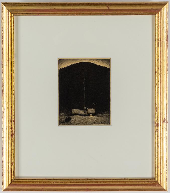 John Bauer, litografi, ur sviten: "Troll". Signerad B i trycket.