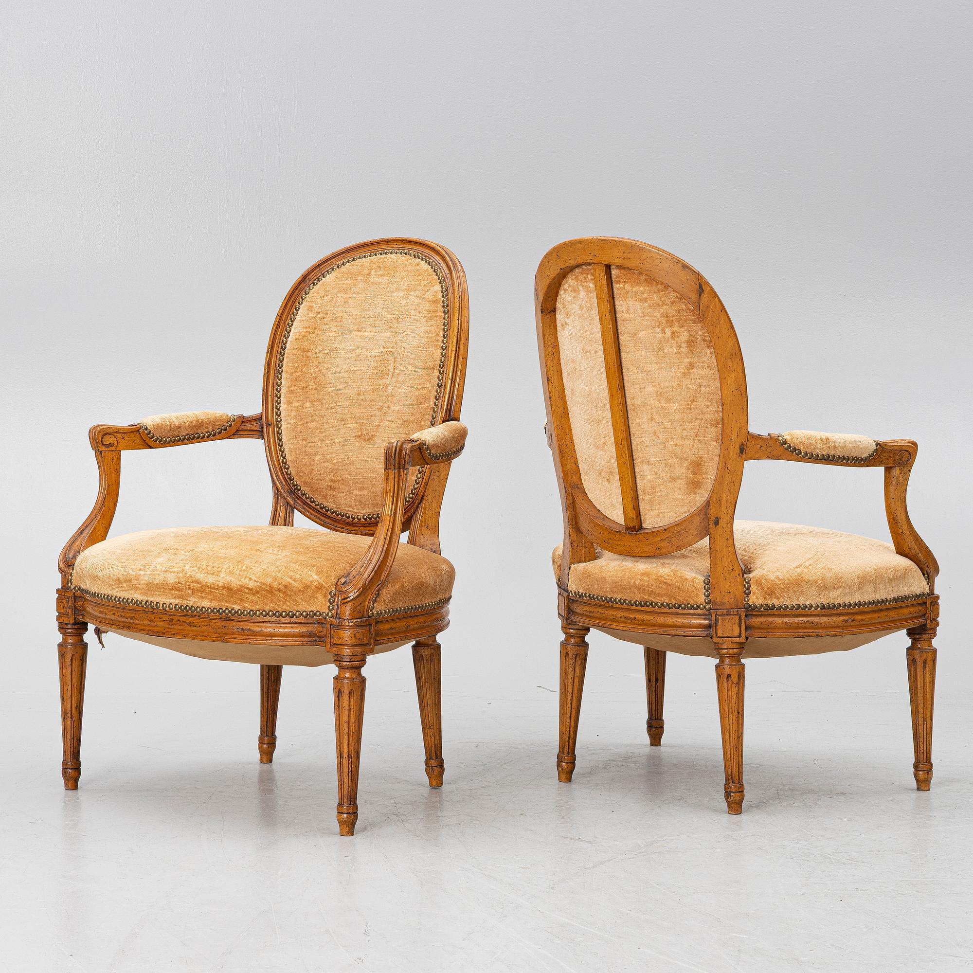 Four Louis XVI armchairs, 18th century.