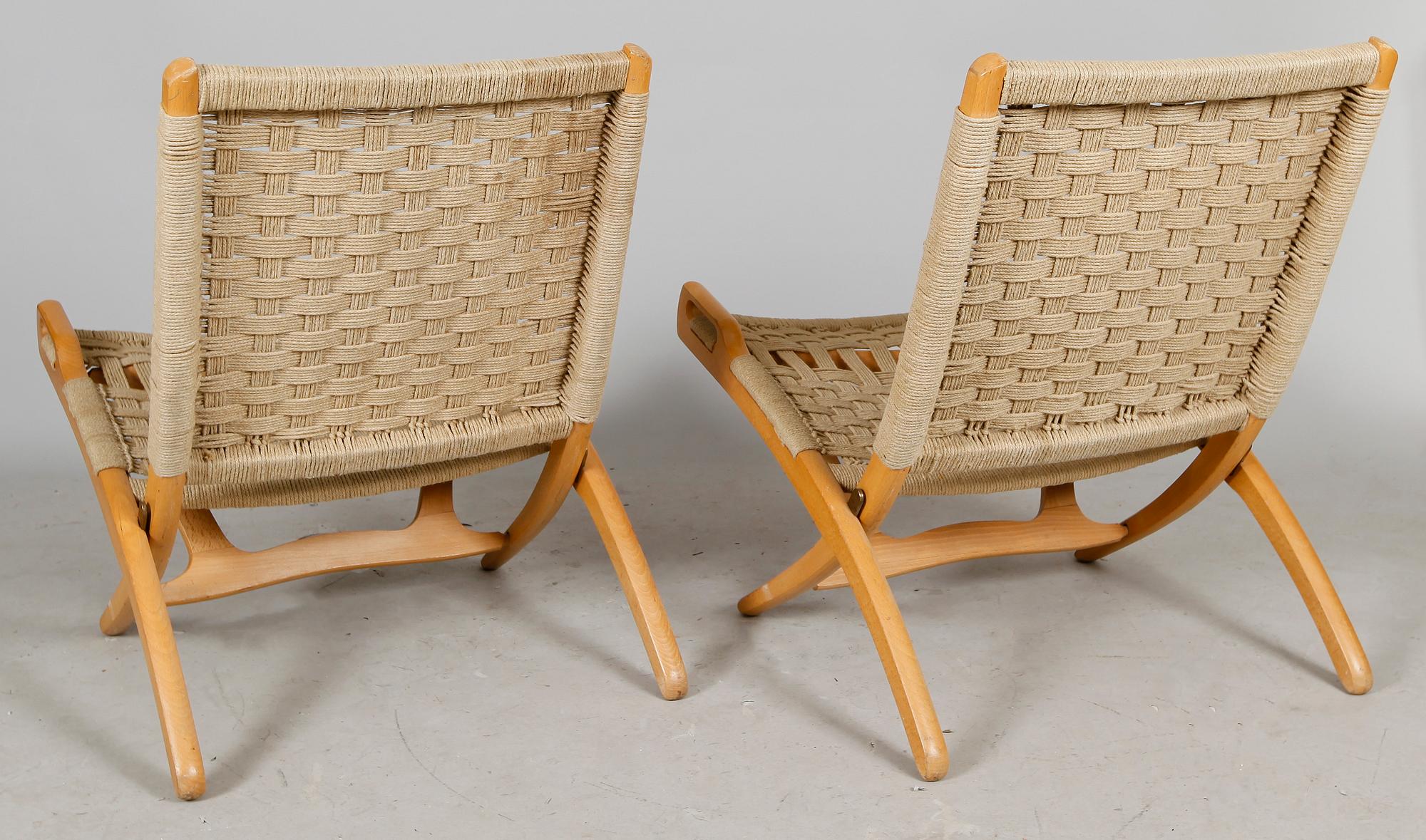 FÄLLSTOLAR, 1 par, efter Hans J Wegner " Folding Chair", 1900-talets andra hälft.