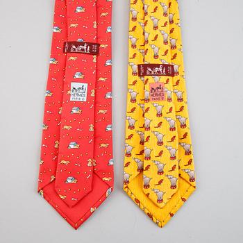 Hermès, four silk ties.