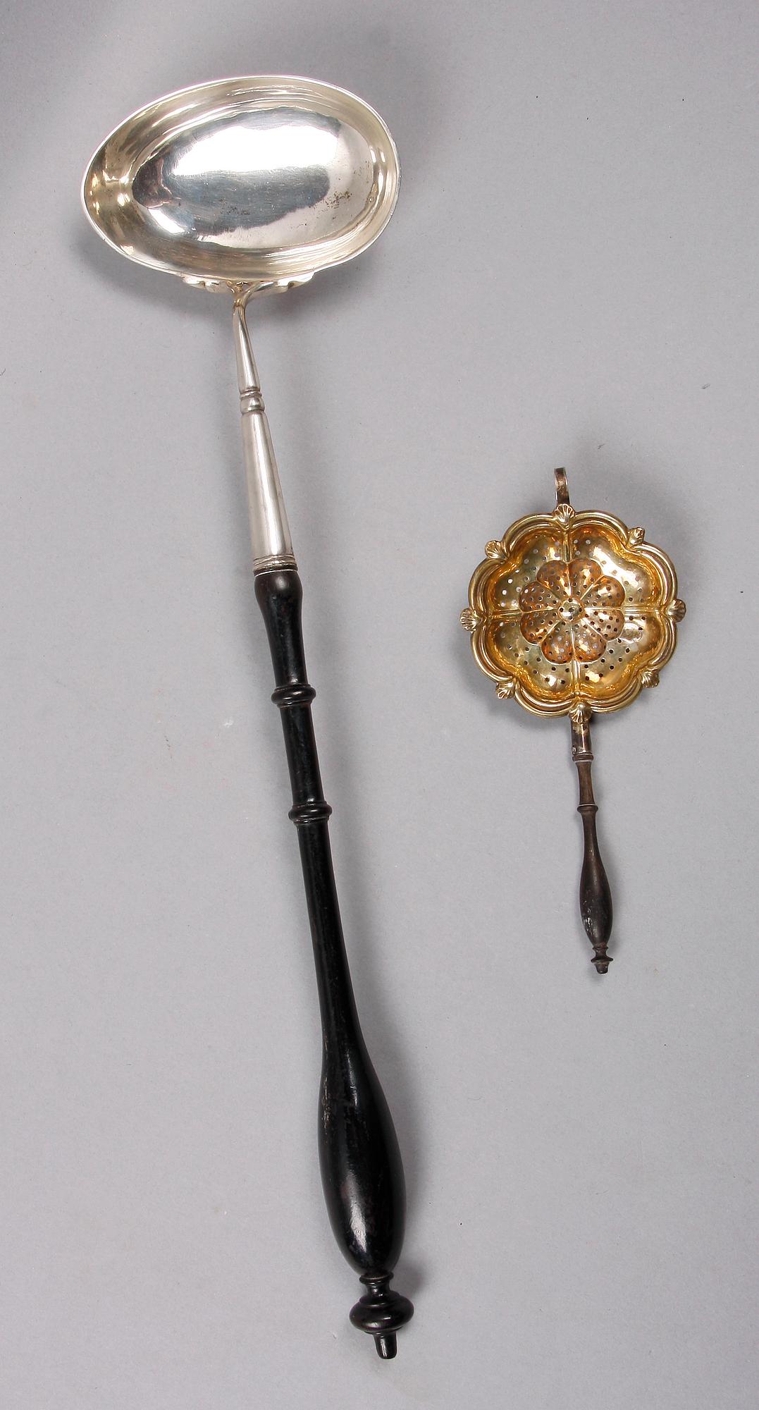 SOPPSLEV SAMT TESIL, silver, Stockholm 1786 resp Möllenborg, Stockholm 1800-tal.