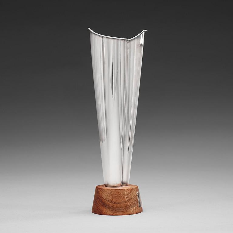 Tapio Wirkkala, A Tapio Wirkkala silver and palisander vase, 'Liekki', Tavastehus, Finland 1963.