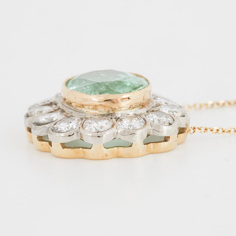 Tourmaline and brilliant-cut diamond pendant.