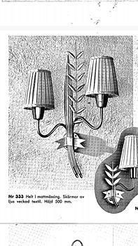 Hans Bergström, a set of three wall lamps, model "333", ateljé Lyktan, Sweden 1940-50s.