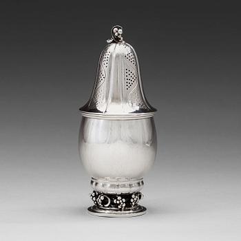 6. Georg Jensen, a sterling sugar castor, Copenhagen 1933-44, design nr 296, Swedish import marks.