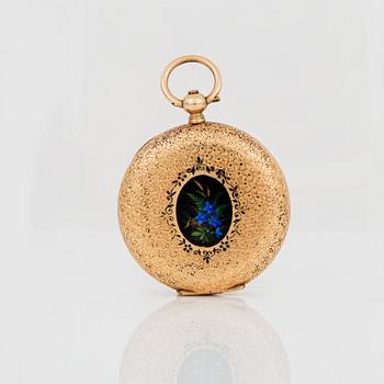 DAMFICKUR, 14 k guld, omkring 1900. Vikt ca 40 g.