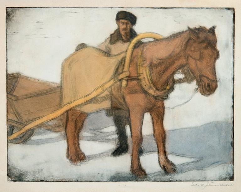Eero Järnefelt, "HORSEMAN WITH HIS HORSE".