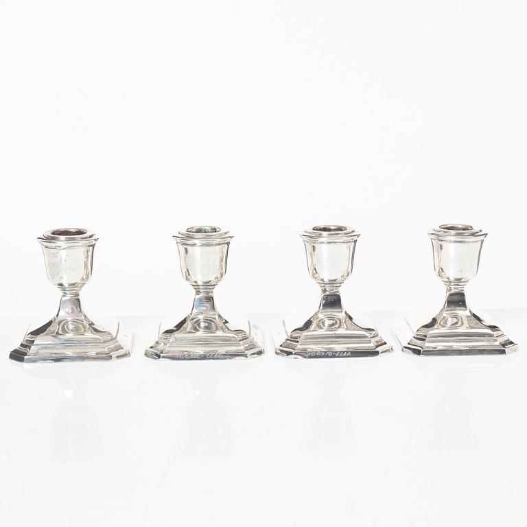 Hugo Grün, four silver candlesticks, Denmark, 1936.