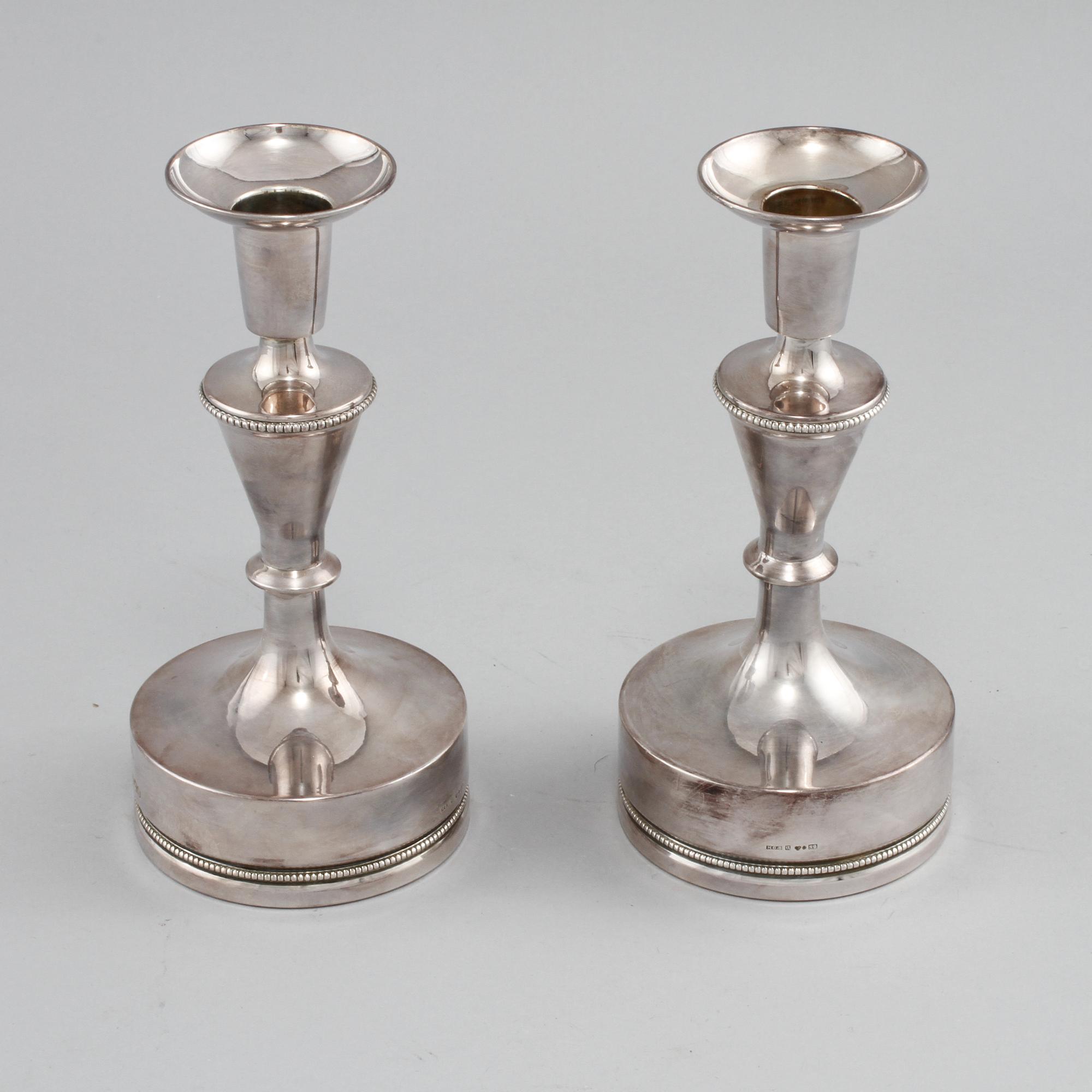 LJUSSTAKAR, ett par, silver, MGAB, Uppsala, 1968.