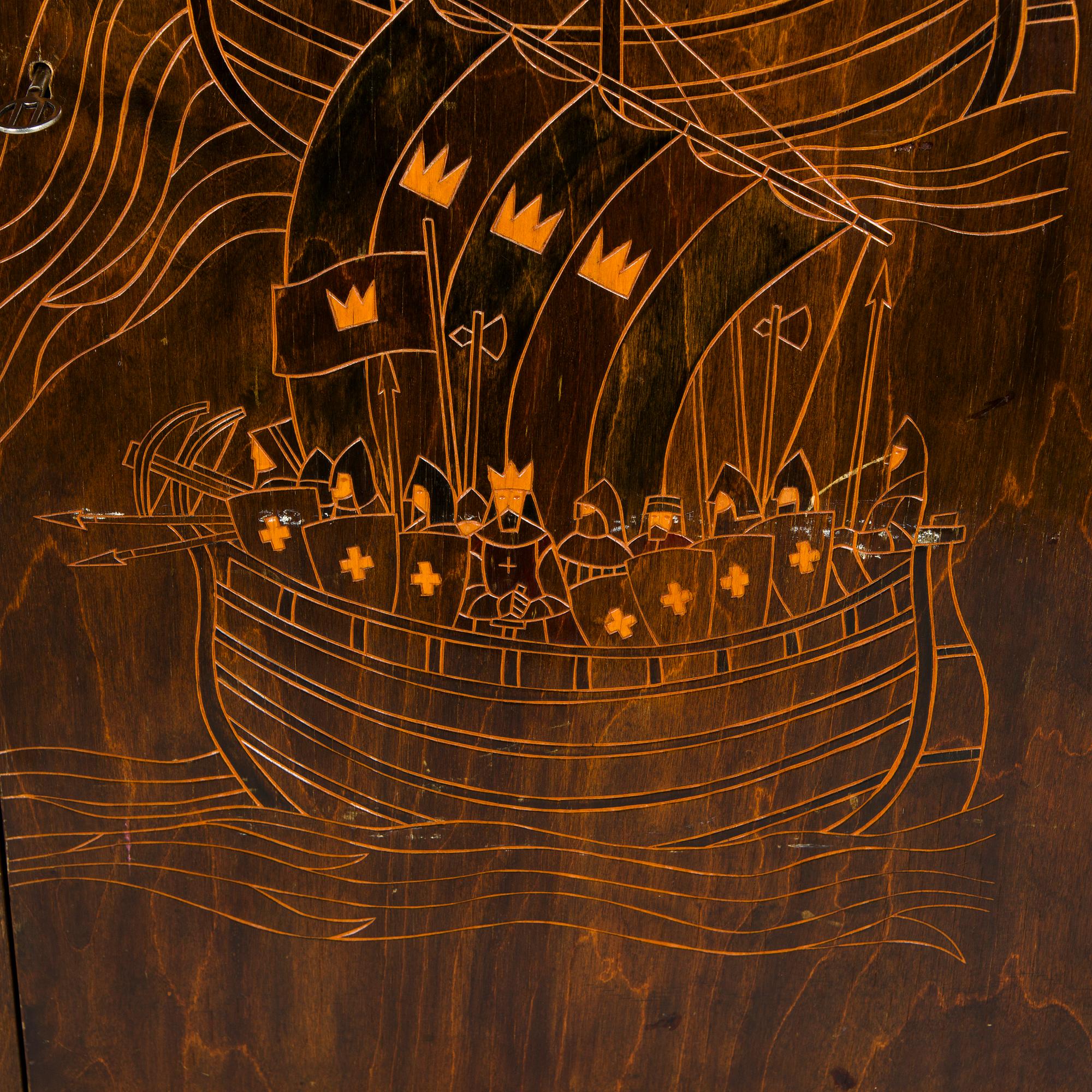 Serving cabinet, "cocktail cabinet" probably manufactured by Oy Boman AB in the 1940s.