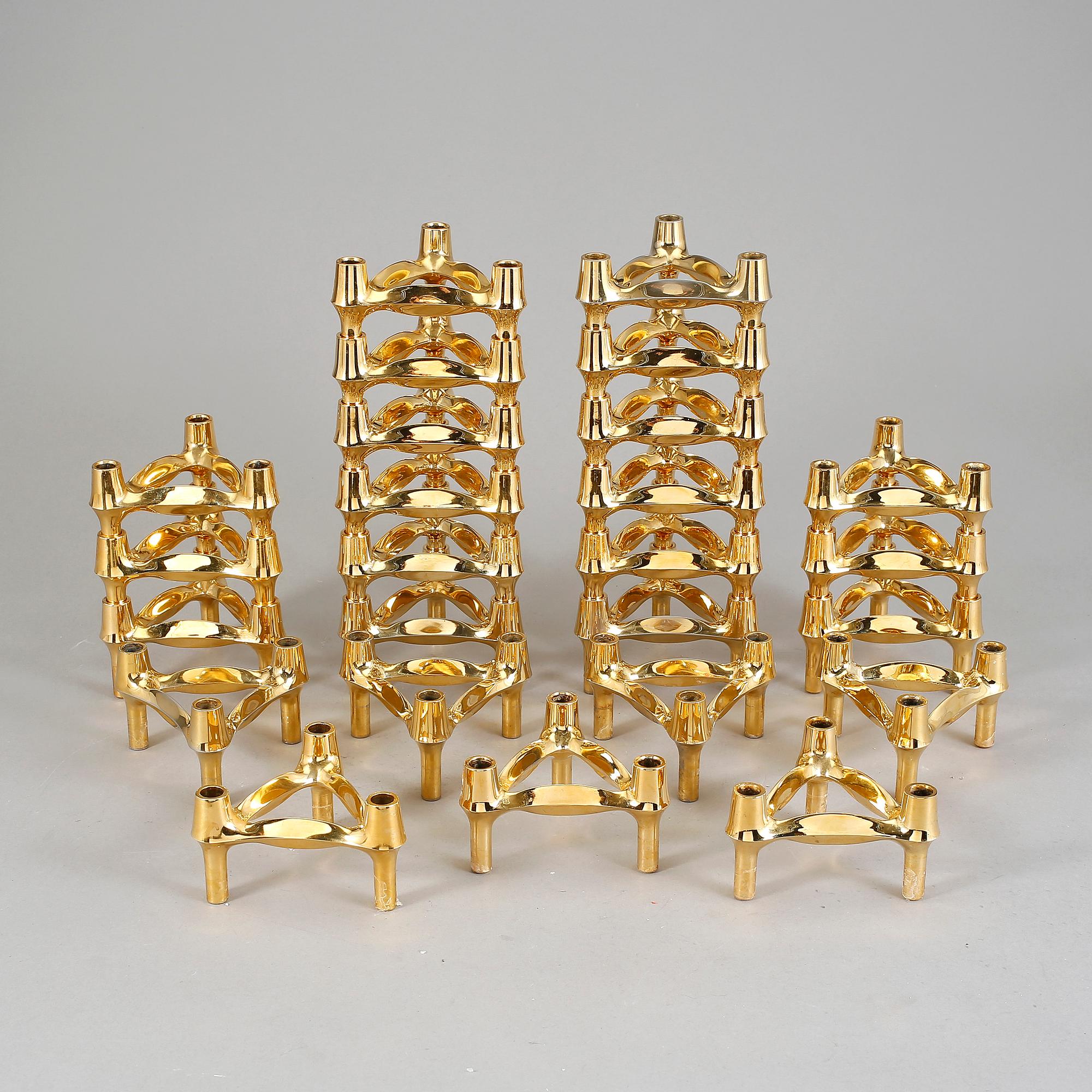 LJUSSTAKAR, 25 st, mässing, Ceasar Stoffi, Nagel, Västtyskland, 1960-tal.