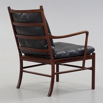 Ole Wanscher, a stained mahogany and black leather 'Colonial Chair', 'PJ 149', Poul Jeppesen, Denmark.