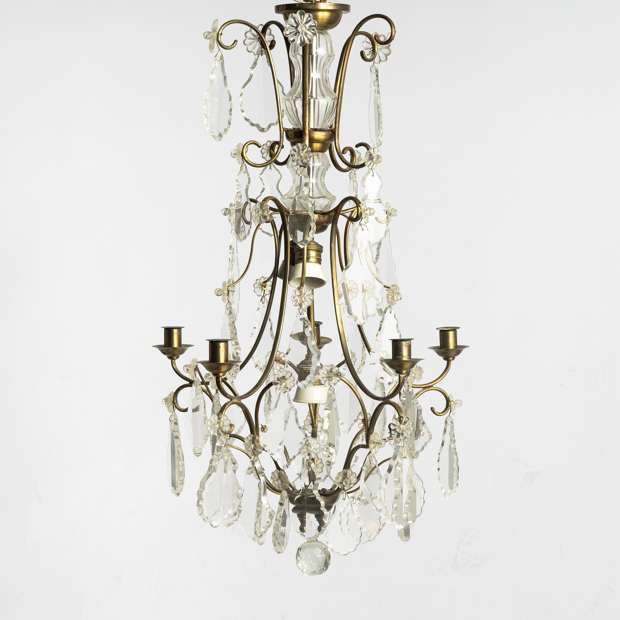 A Rococo style chandelier, first half of the 20th century.