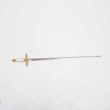A Swedish small-sword, 19th Century, with scabbard.
