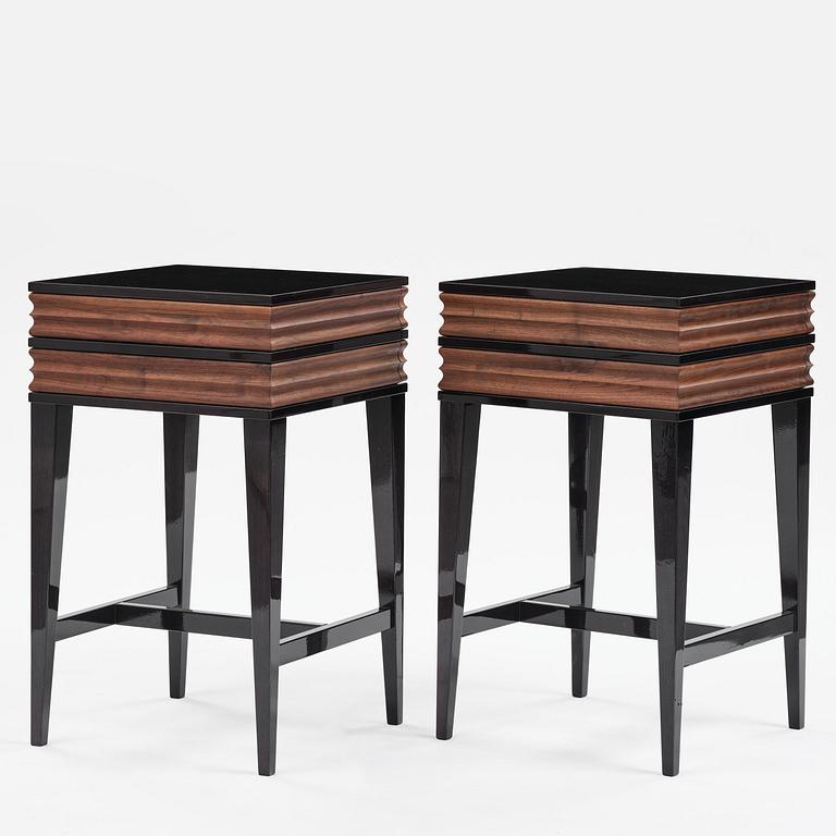 Attila Suta, a pair of bedside tables, executed in his own studio, Stockholm, 2025.