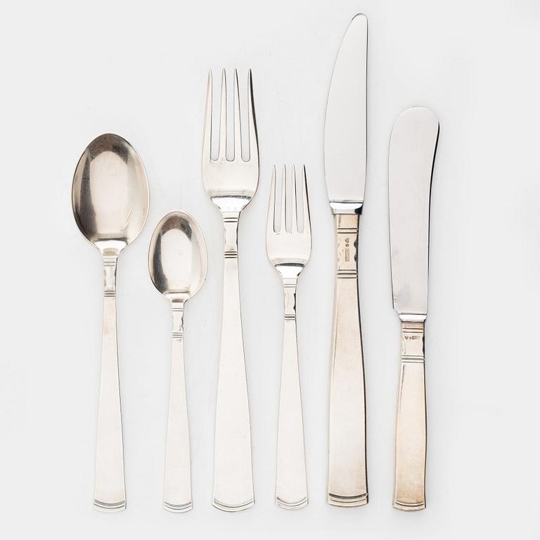 Jacob Ängman, A Swedish silver cutlery set, model "Rosenholm", GAB, Eskilstuna and Stockholm, some 1968 (44 pieces).