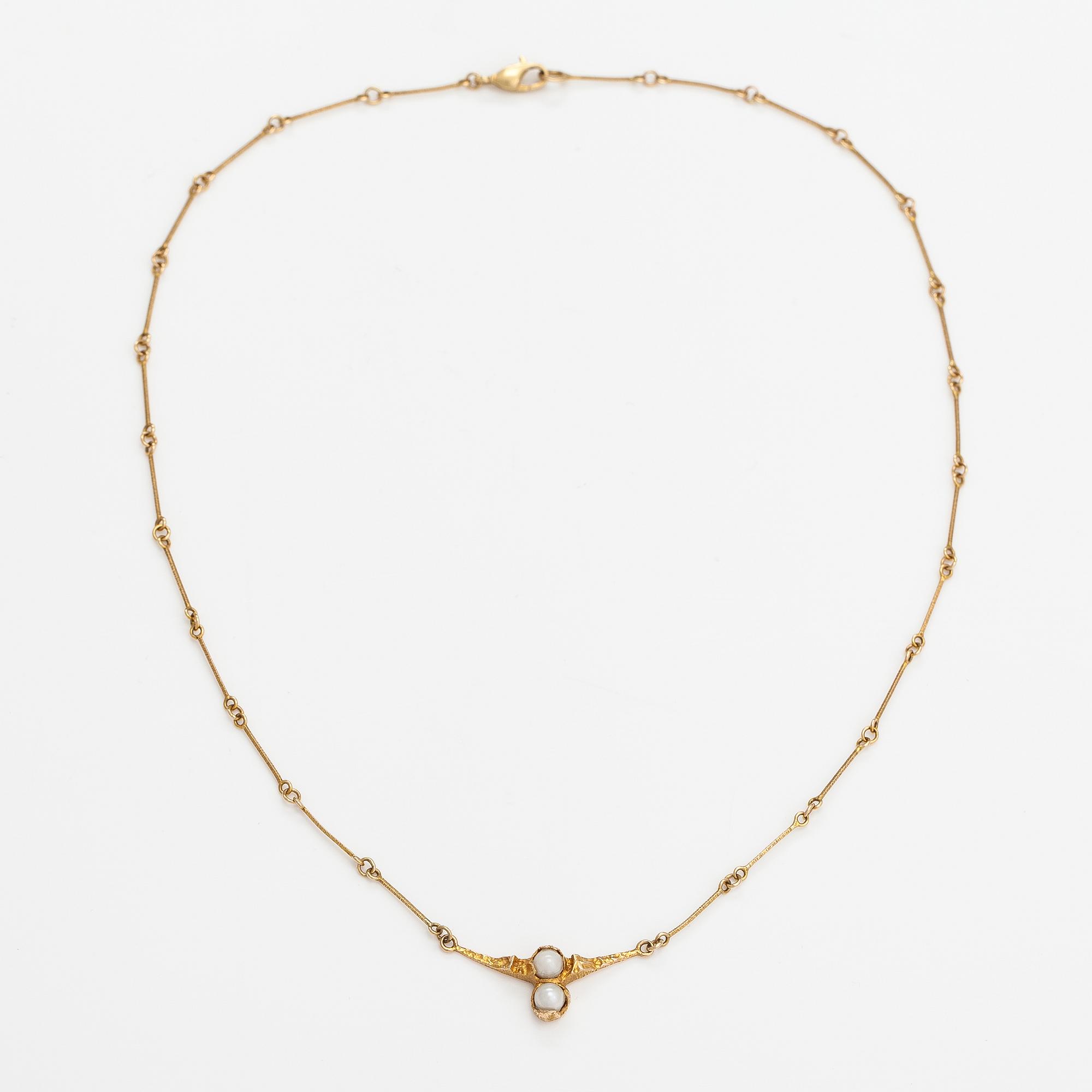 Björn Weckström, A 14K gold necklace "Cheek to cheek" with cultured pearls. Lapponia 1987.