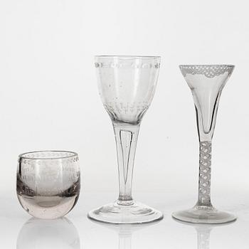 Three glasses, 18th-19th Century.