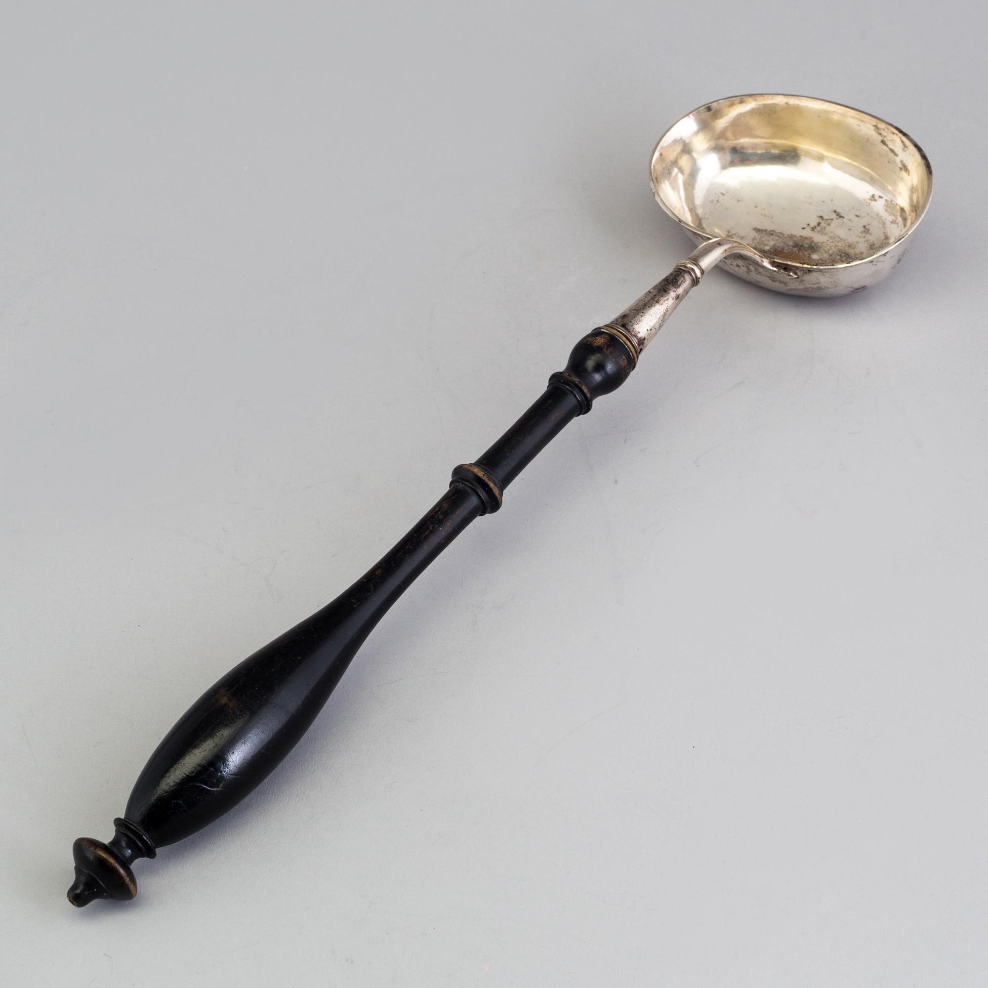 A silver serving spoon, maker's mark V. Christensen, Copenhagen, 1876 and LADLE, silver, Carl Fahlberg, Uppsala, 1792.