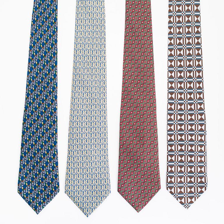 Hermès, four silk ties.