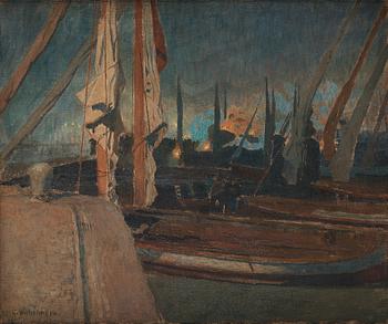 465. Carl Wilhelmson, "Inkomna fiskebåtar" (Fishing boats).