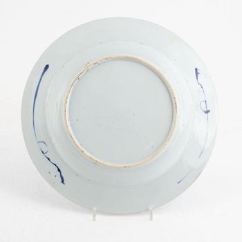 A Chinese blue and white export porcelain dish, Qing dynasty, 18th century.