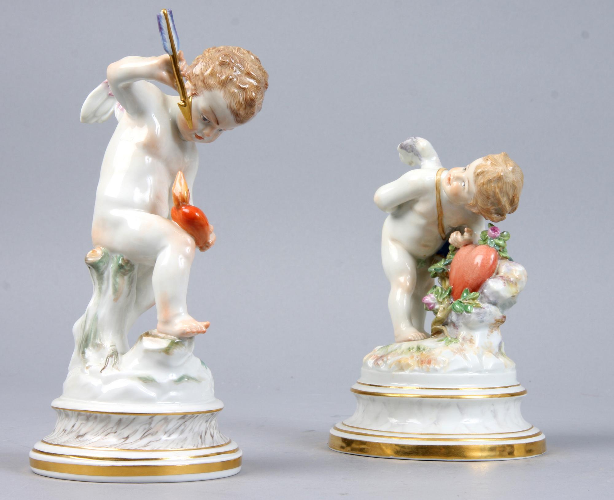FIGURINER, 2 st, porslin, Meissen, 1800/1900-tal.
