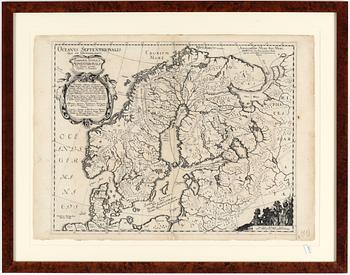 KARTA, kopparstick, "Germania Antiqua Septentrionalis...", 16/1700-tal.