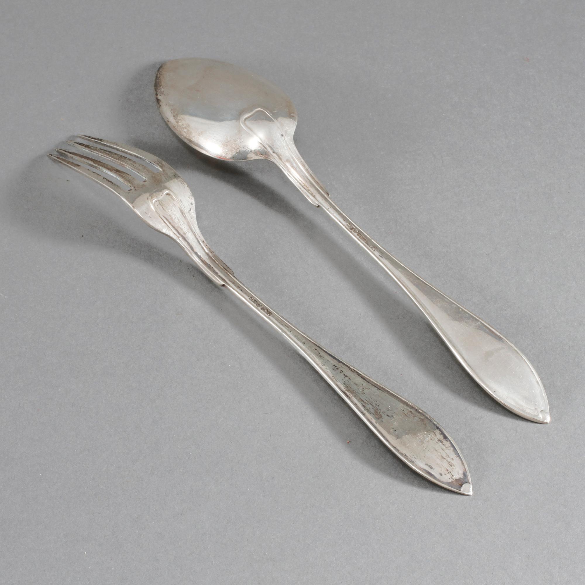 SKEDAR, 6 st, och GAFFLAR, 6 st, silver, Landskrona, 1940-tal, vikt 467 g.