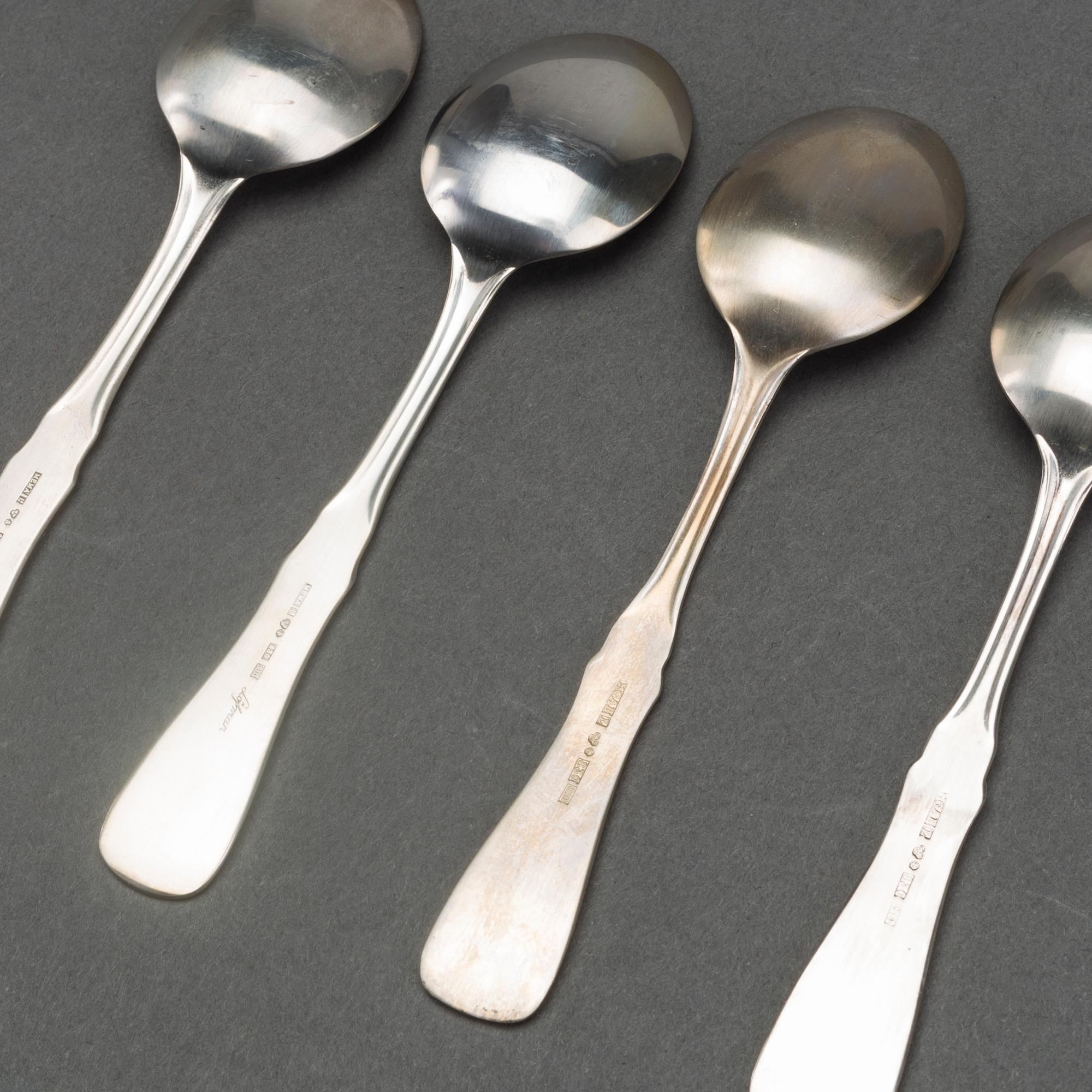 KAFFESKEDAR, silver, MGAB, modell "Uppsala" 12 st. Total vikt ca 160 gram. 1980-tal.