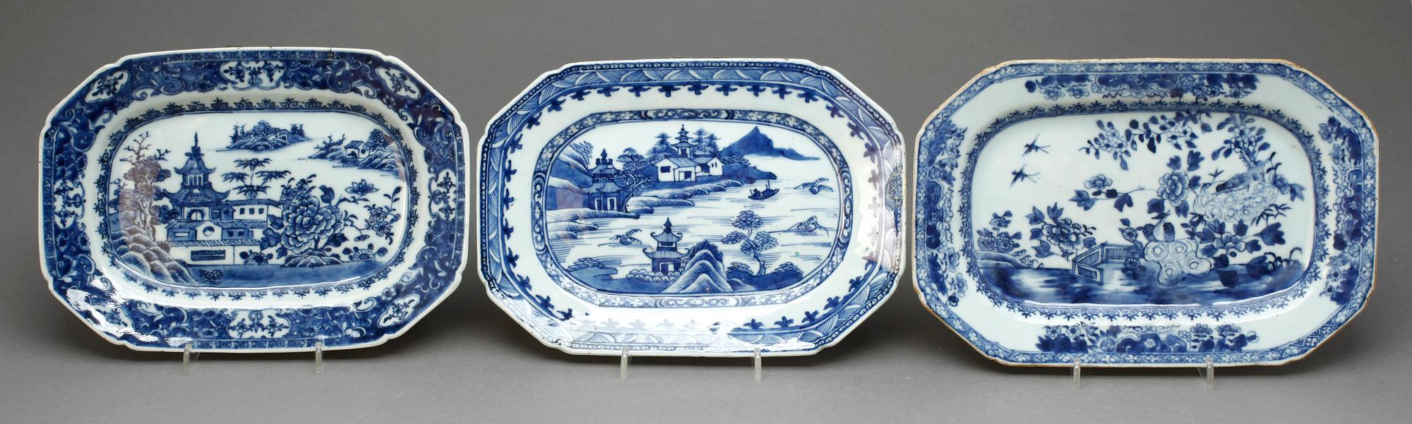 STEKFAT, 7 st olika, porslin, mest Qianlong, Kina 1700-1800-tal.