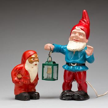 BORDSLAMPA SAMT TOMTE, 2 st, 1900-talets andra hälft