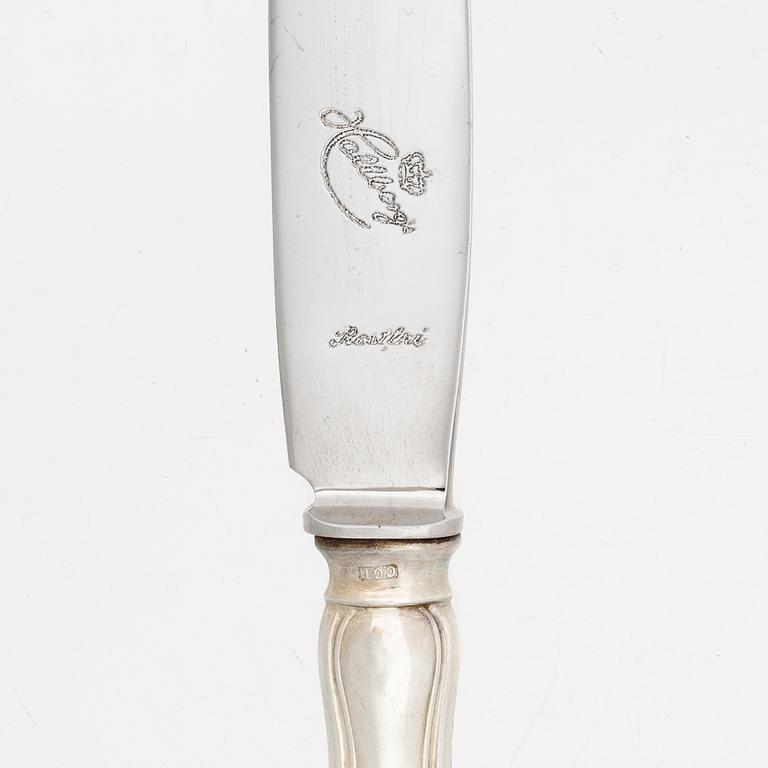 Bestickservis, 91 delar, silver, "Hallbergs Chippendale", CG Hallberg, bl.a. Stockholm 1923.