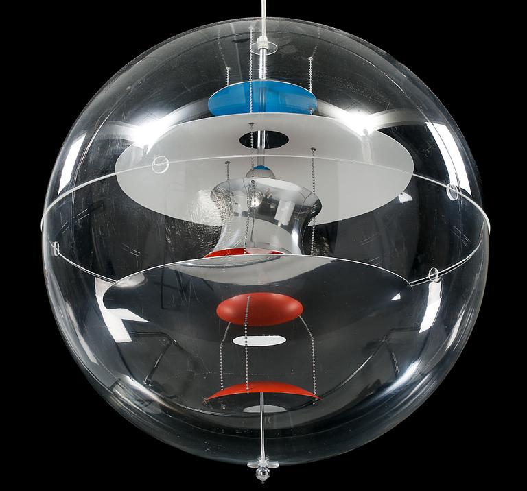 TAKLAMPA, "VP-Globe", Verner Panton, Louis Poulsen, Danmark, höjd ca 60 cm, 1900-talets andra hälft.