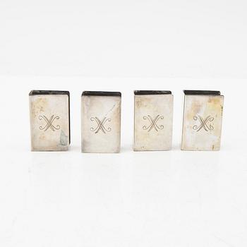 A set of 15 silver matchbox holders mark of H Grun Stockholm 1951, weight 234 grams.