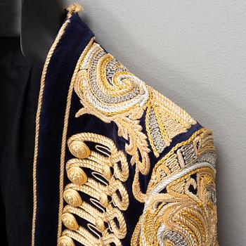Balmain, a highly decorated velvet jacket, French size 48.