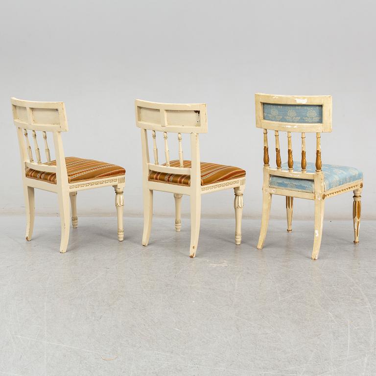 Chairs 1+2, one late gustavian, two 19th century.
