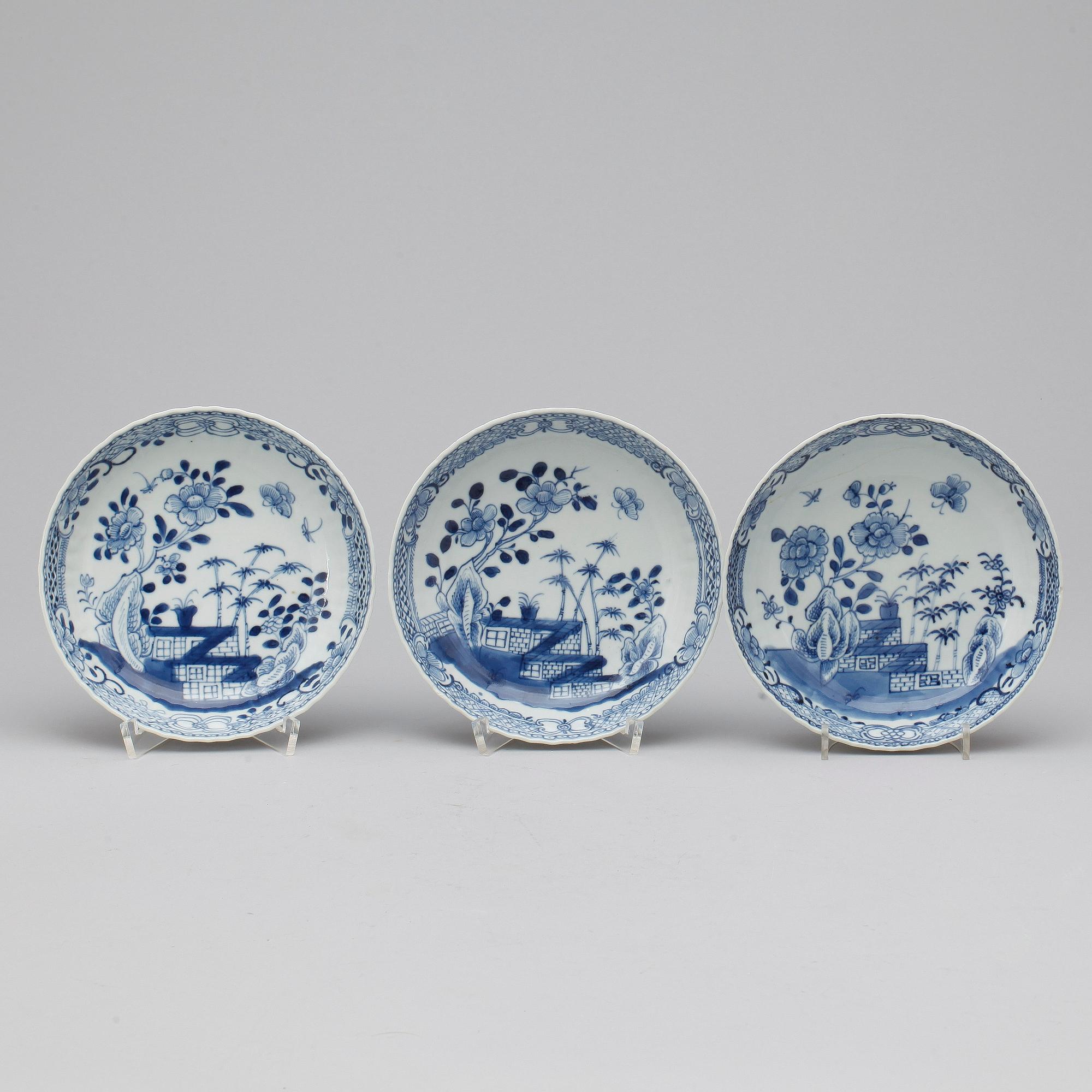 SKÅLFAT, 3st, porslin, Kina, Qing dynastin, Qianlong 1736-1795).