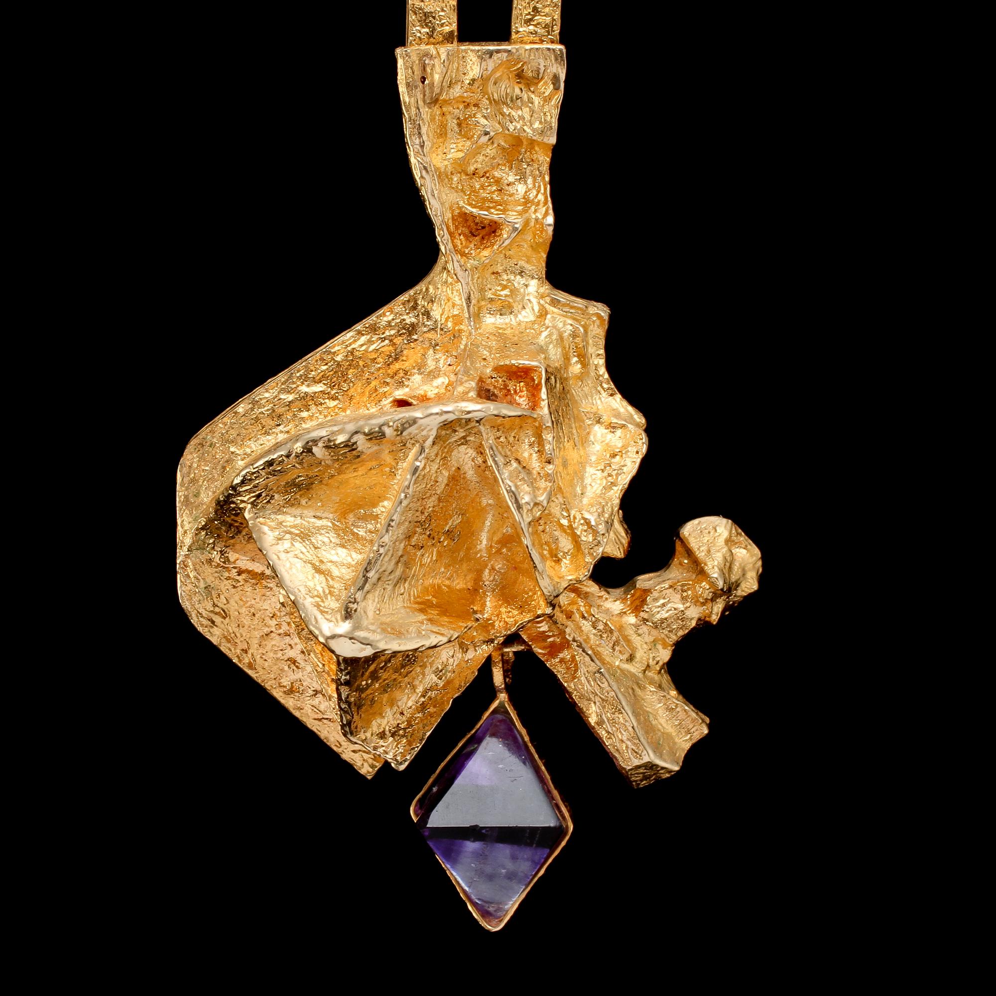 COLLIER, 18k guld med fasettslipad ametist, "Kaltio" Björn Weckström, Lapponia, Finland, 1900-talets slut. Vikt 42 g.