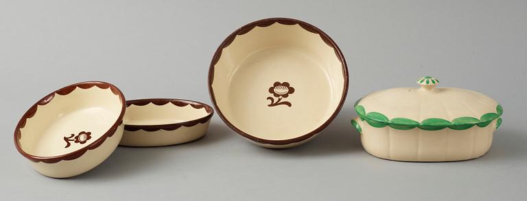 UGNSFORMAR samt YTTERFODER, 8 delar, Wilhelm Kåge, Gustavsberg, 1900-talets mitt.