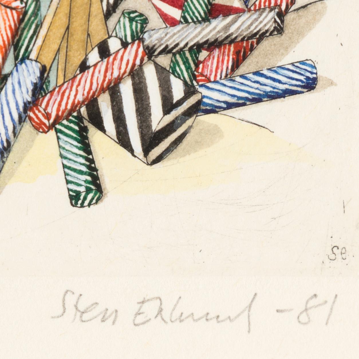 STEN EKLUND, handkolorerad etsning, 1981, signerad och numrerad 9/30.