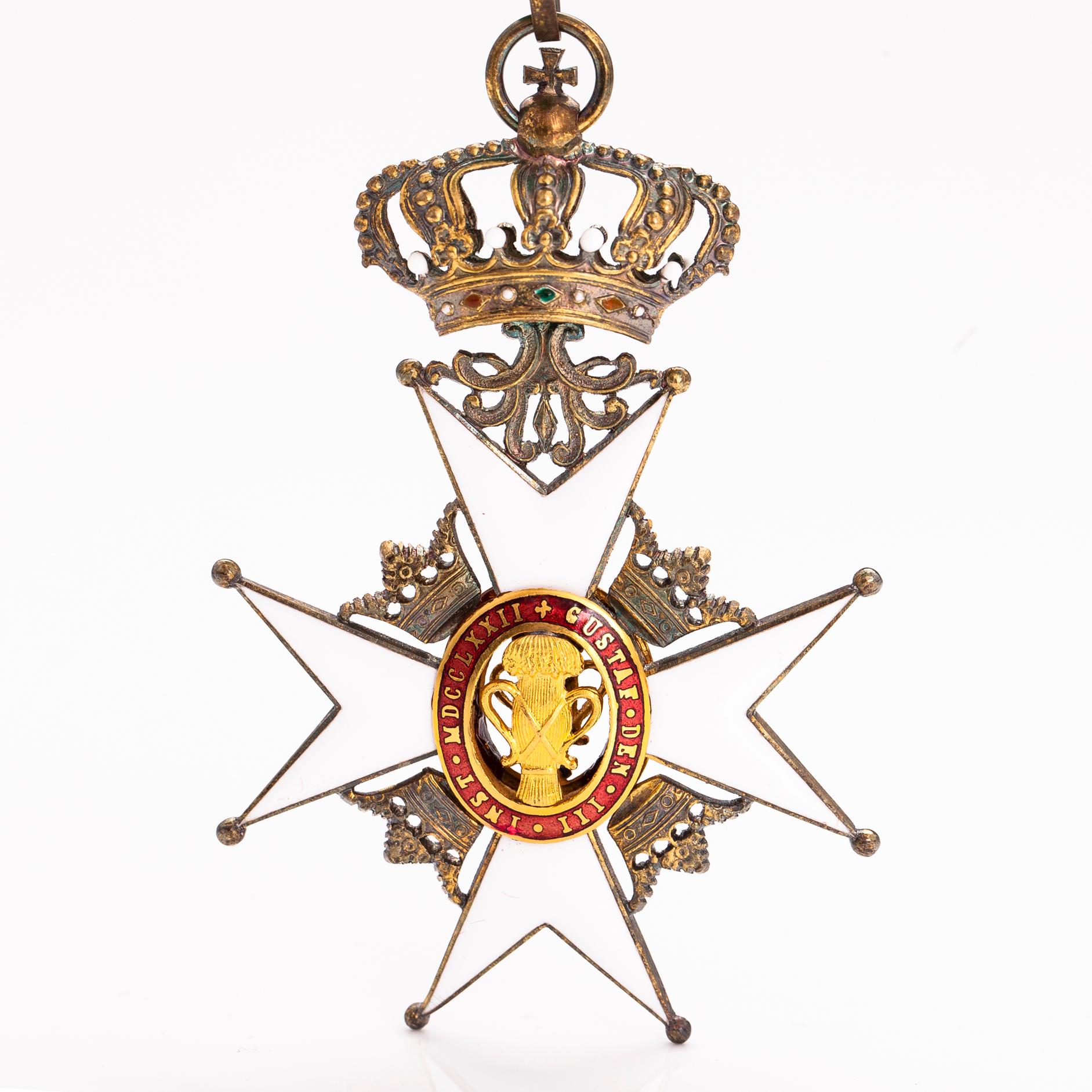 The Order of Vasa, commanders neck badge, gilded silver and enamel. CF Carlman, Stockholm.
