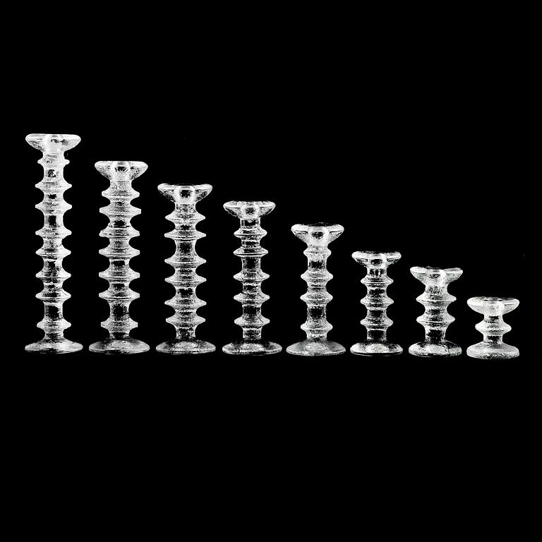 LJUSSTAKAR, glas, 8 st, "Festivo", Timo Sarpaneva, Iittala.