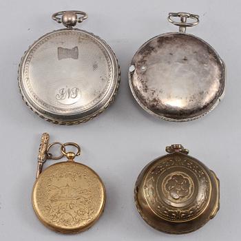 FICKUR, vit/gulmetall, 4 st, bl a Paris och London, 1800-tal.