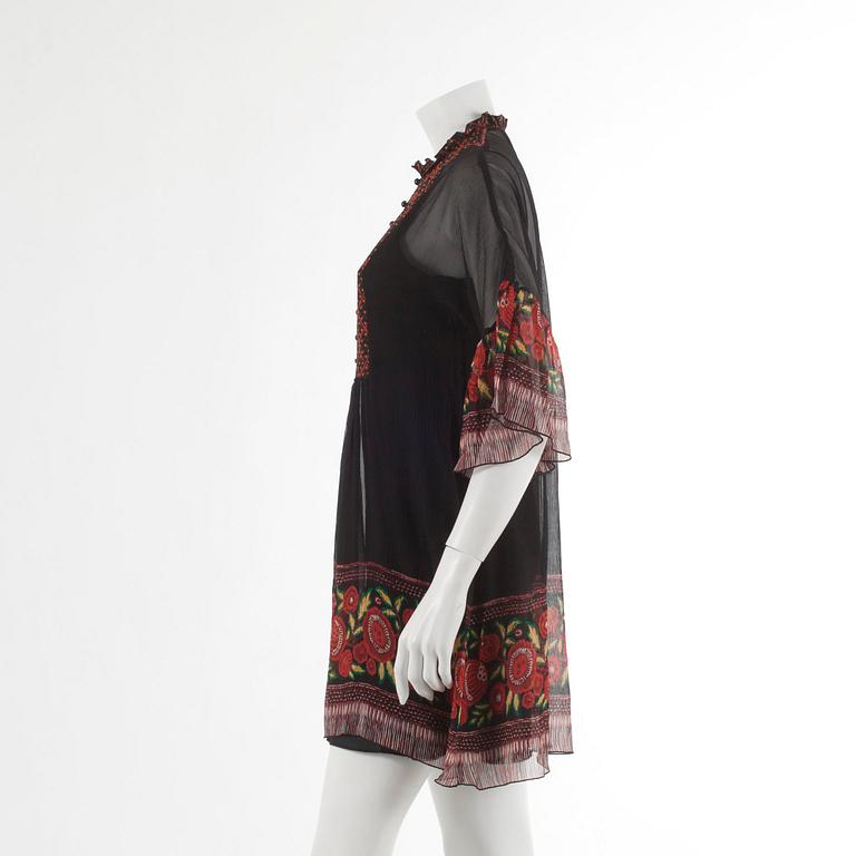 ANNA SUI, a black chiffon dress, size small.