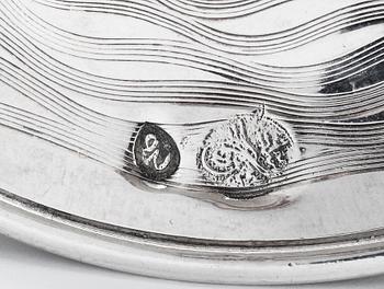 CHOKLADKOPP med LOCK, FAT och SKED. Silver, invändigt förgylld. Osmansk, Turkiet sent 1800-tal.